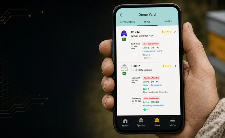 Mobile hive state demo screen