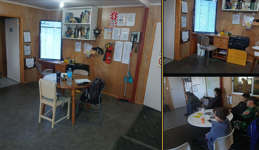 Composite of a real staffroom dashboard display and beekeeping team planning session